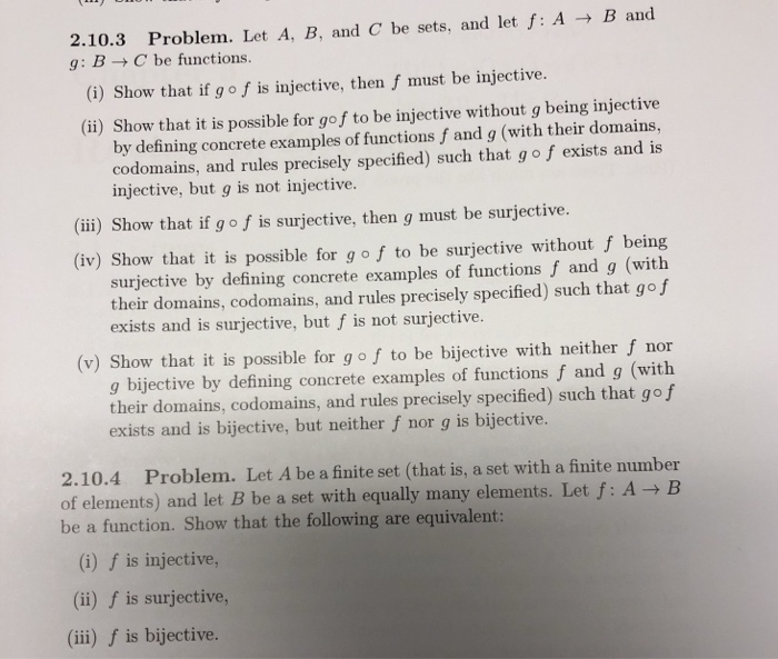 Solved 2.10.3 Problem. Let A, B, And C Be Sets, And Let F: A | Chegg.com