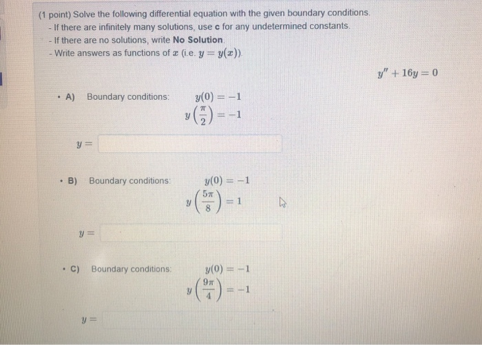 Solved (1 point) Solve the following differential equation | Chegg.com