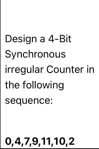 Solved Design a 4-Bit Synchronous irregular Counter in the | Chegg.com