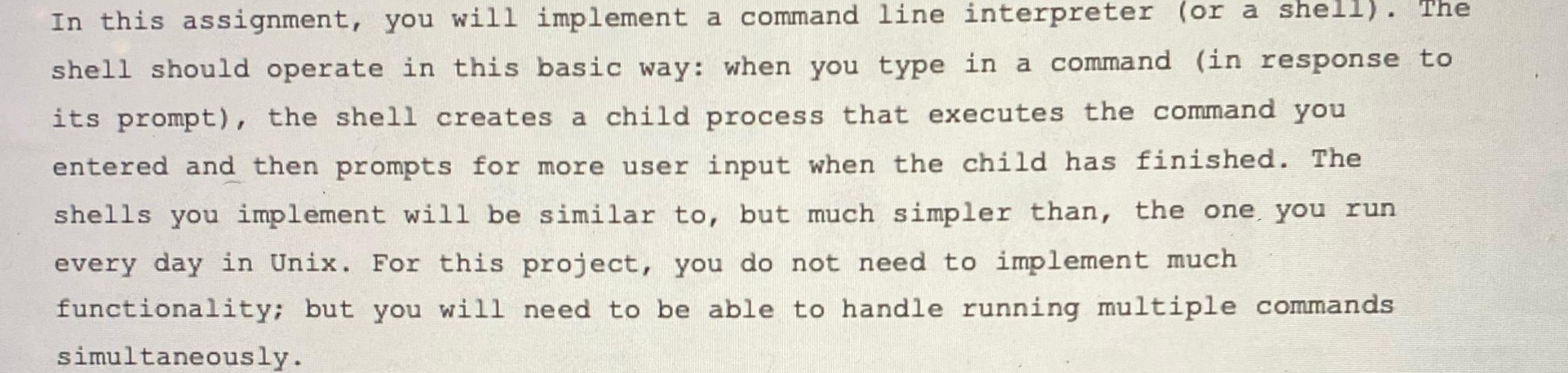 assignment command in shell