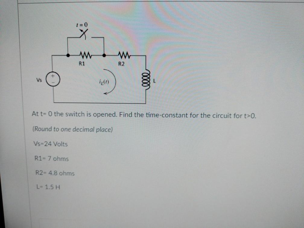 Solved 1 0 X H W R1 R2 Vs At T 0 The Switch Is Open Chegg Com