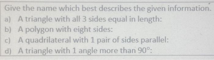 what term describes a triangle with all sides of equal length