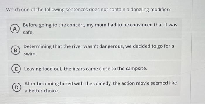 Which One Of The Following Sentences Does Not Contain 