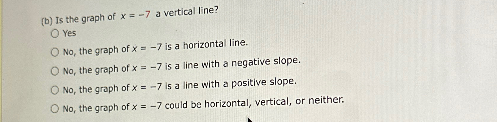 graph of x 7 is a line