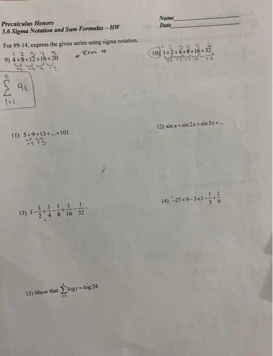 Solved 1. Find the sum by writing out each term (no | Chegg.com