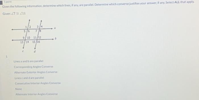 Solved Given the following information, determine which | Chegg.com