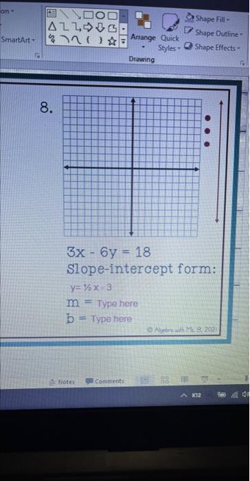 solved-3x-6y-18-slope-interce-y-1-2x-3-m-type-here-b-type-chegg