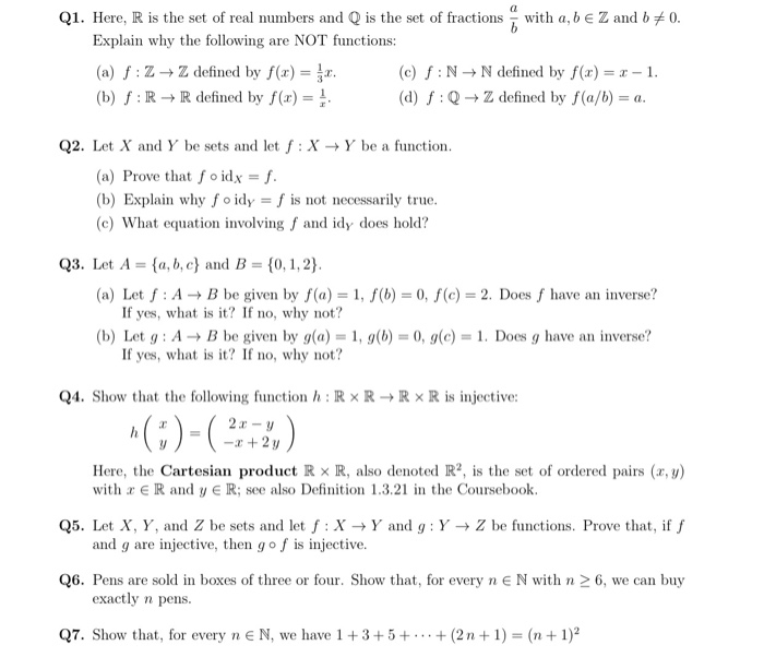 Solved Q1 Here R Is The Set Of Real Numbers And Q Is The Chegg Com