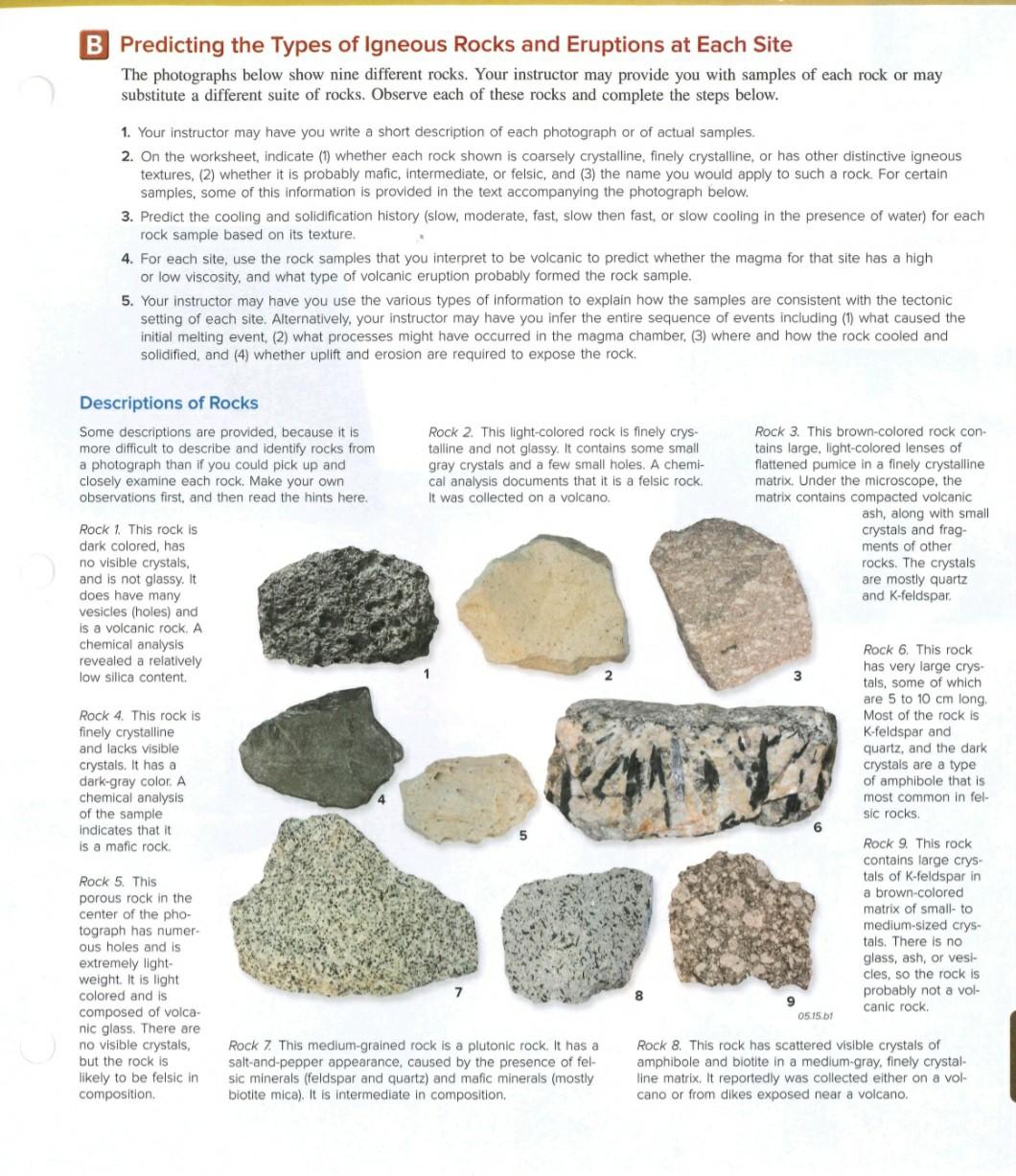 Solved B Predicting the Types of Igneous Rocks and Eruptions | Chegg.com