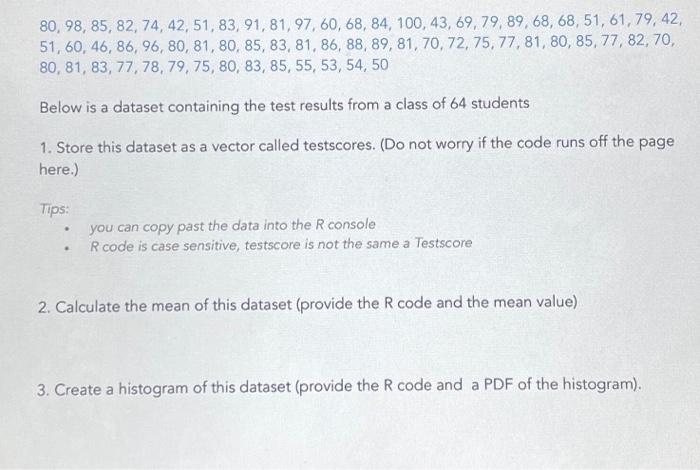 Solved 80, 98, 85, 82, 74, 42, 51, 83, 91, 81, 97, 60, 68, | Chegg.com