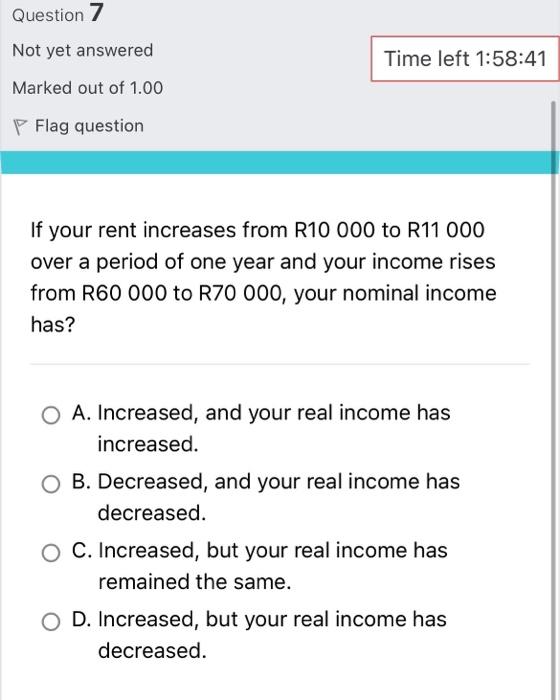 Solved If your rent increases from R10 000 to R11 000 over a | Chegg.com