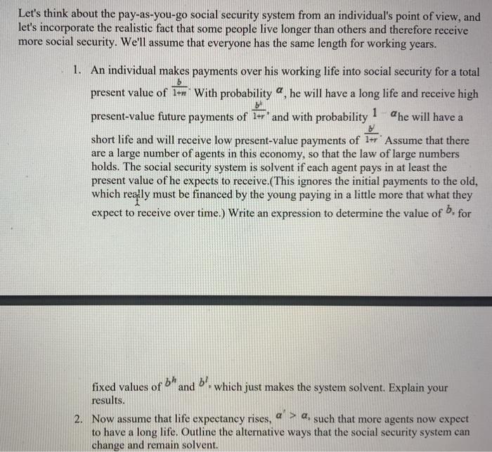 Fixed Values Of Bh Let S Think About The Pay As Yo Chegg Com