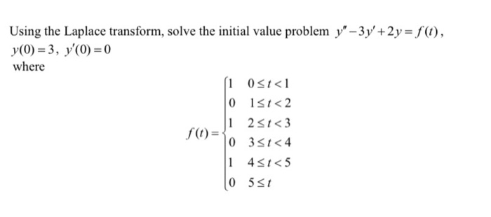 Solved Using the Laplace transform, solve the initial value | Chegg.com