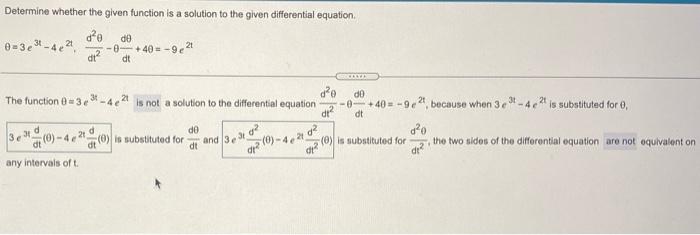 Solved Determine whether the given function is a solution to | Chegg.com