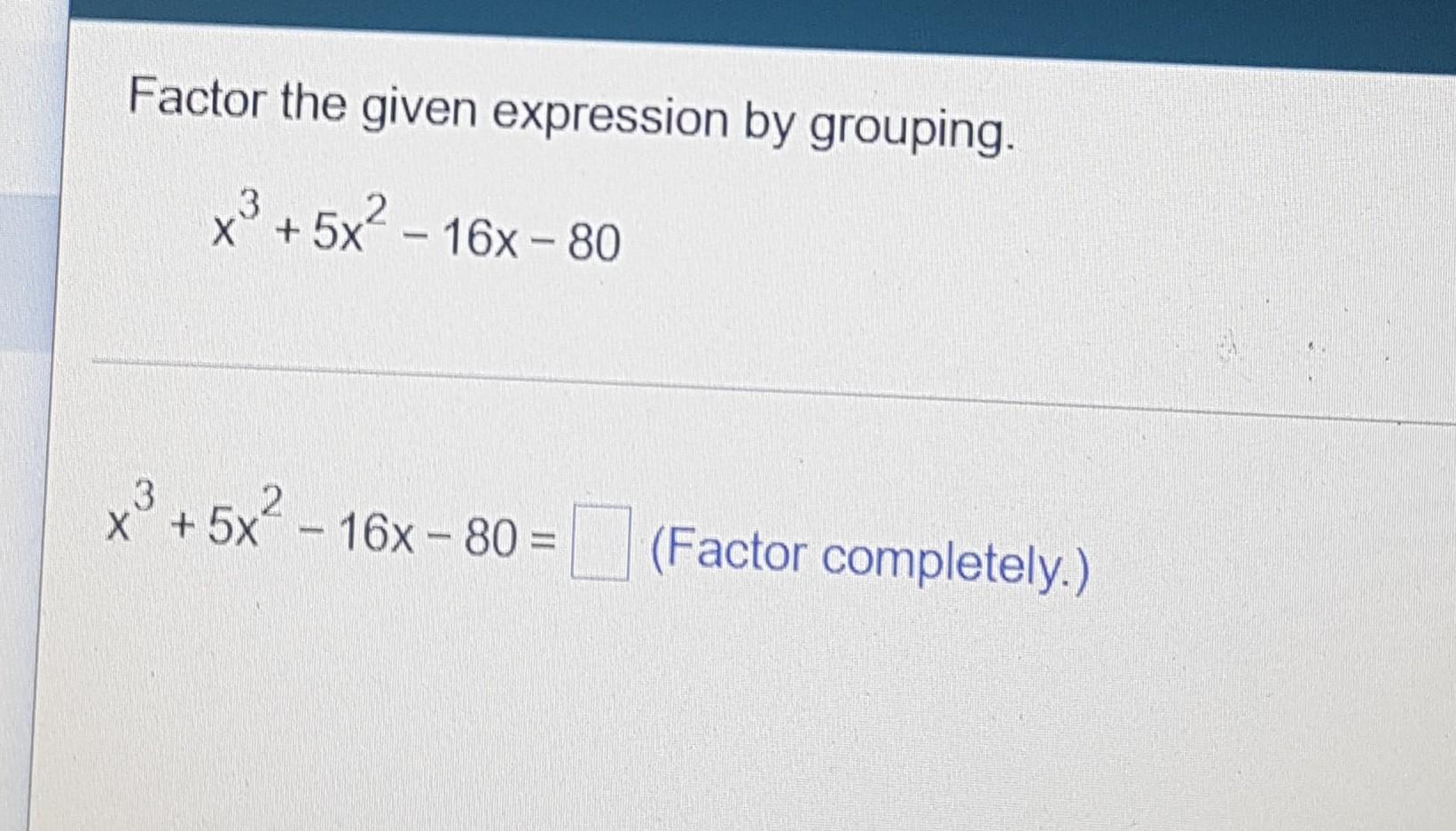 x 3 5x 2 6x 30 factor by grouping