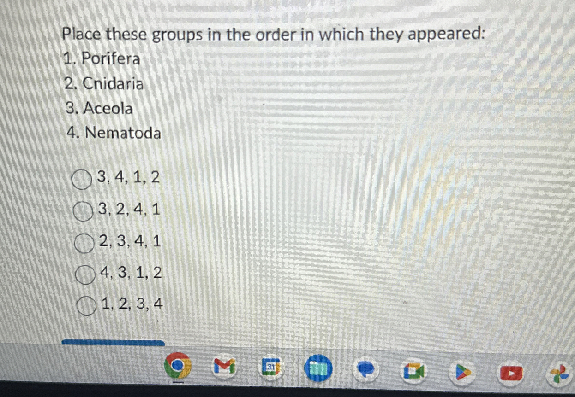 Solved Place these groups in the order in which they | Chegg.com