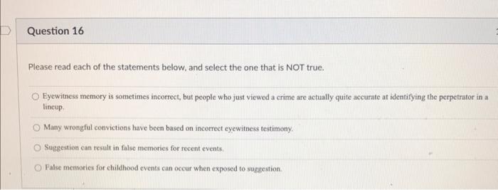 Solved Please read each of the statements below, and select | Chegg.com