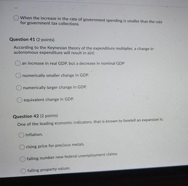 Solved When the increase in the rate of government spending | Chegg.com