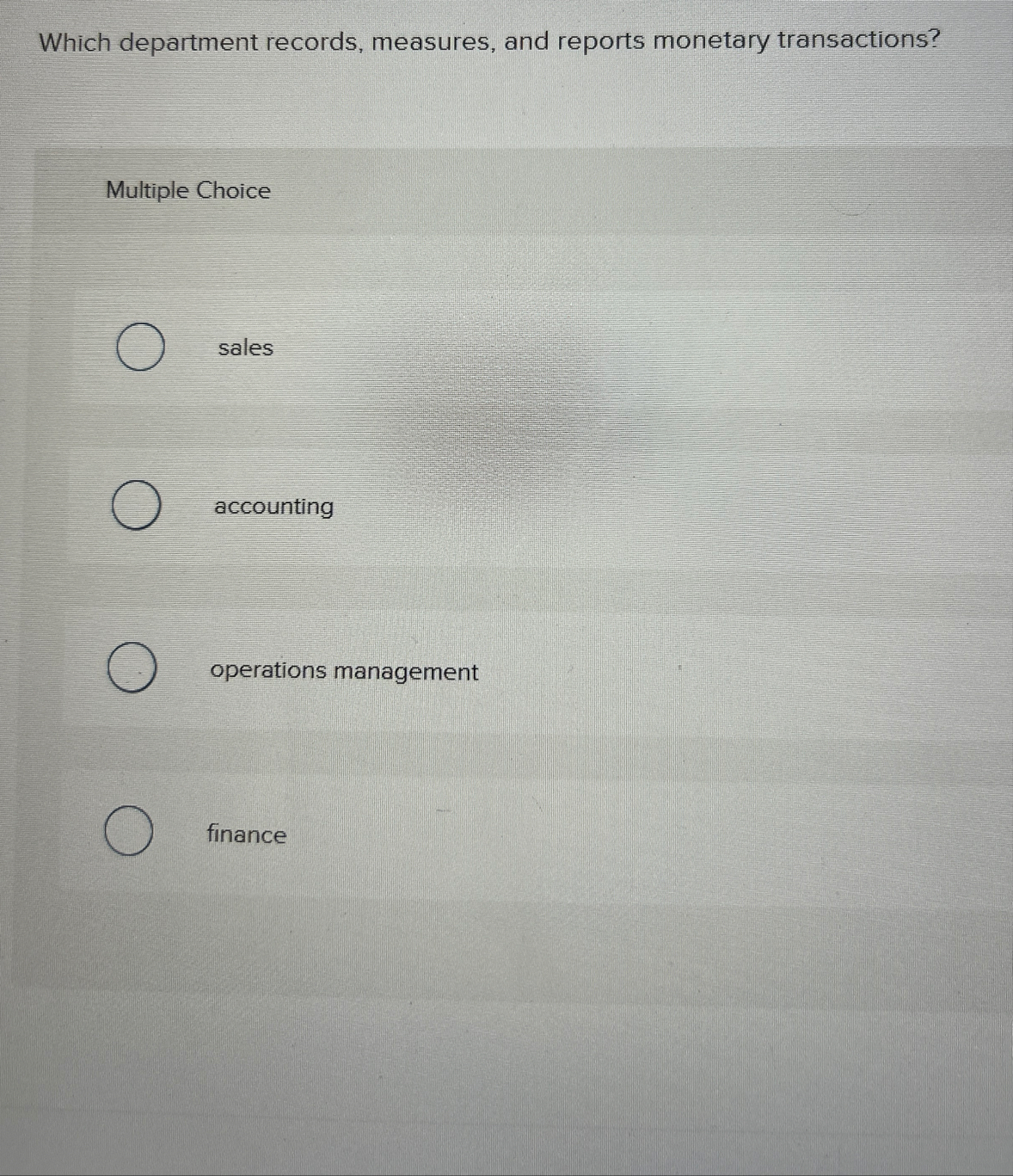 Solved Which department records, measures, and reports | Chegg.com
