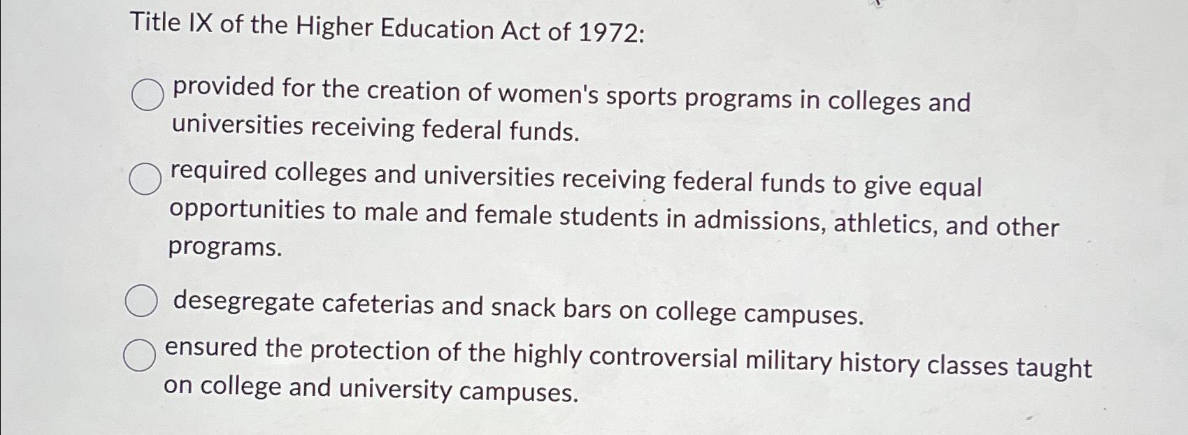 higher education act title ix of 1972