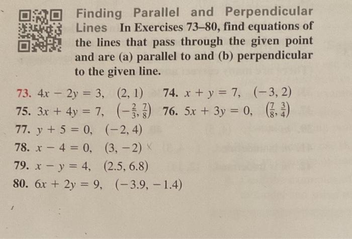 Solved Finding Parallel And Perpendicular Lines In Exercises | Chegg.com