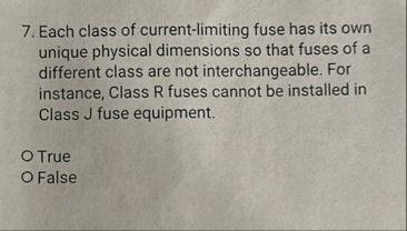 Solved Each class of current-limiting fuse has its own | Chegg.com