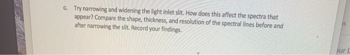 Solved G. Try narrowing and widening the light inlet slit. | Chegg.com