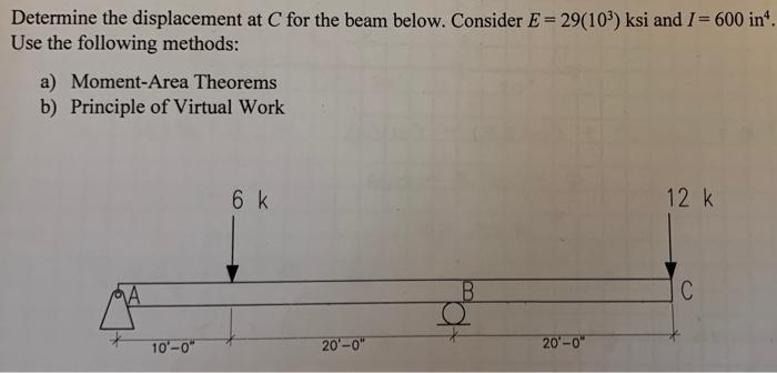 Solved Determine the displacement at C for the beam below. | Chegg.com