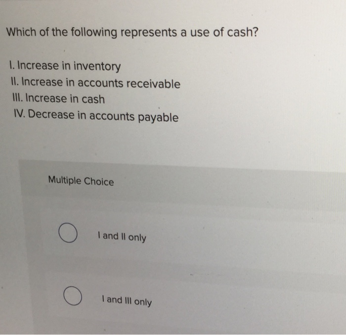 Solved Which of the following represents a use of cash? 1. | Chegg.com