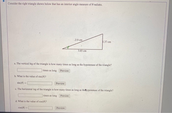 Solved Consider the right triangle shown below that has an | Chegg.com