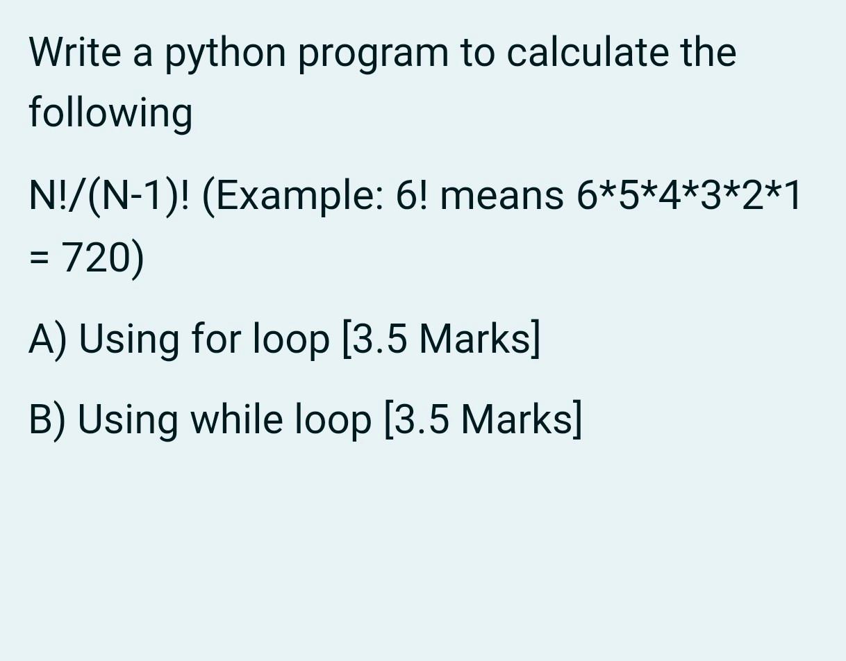 Solved Write a python program to calculate the following | Chegg.com