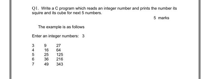 Solved Q1. Write a C program which reads an integer number | Chegg.com