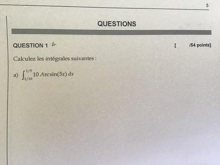 Solved Integral Calculus plz Questions are in french but
