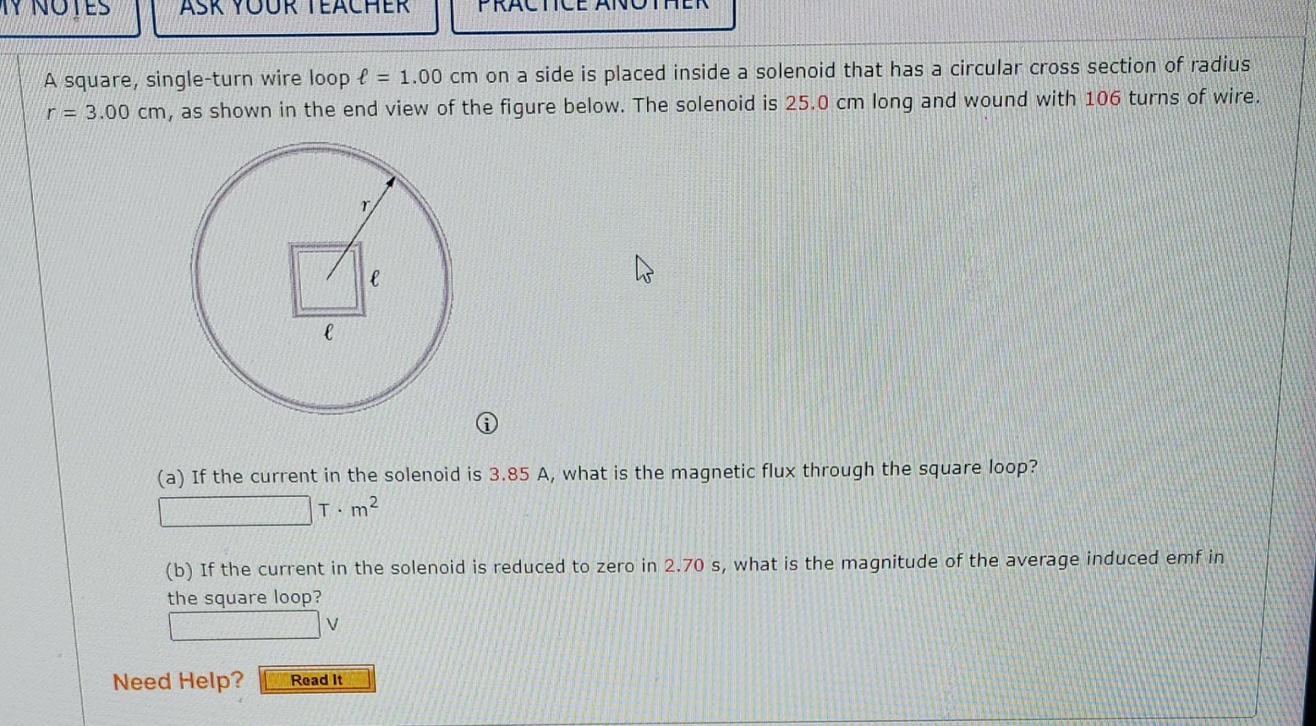 Solved A square, single-turn wire loop ℓ=1.00 cm on a side | Chegg.com