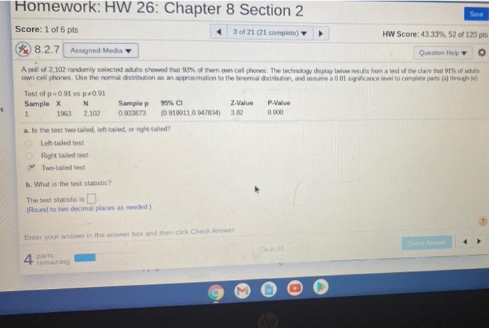 Solved Homework: HW 26: Chapter 8 Section 2 Save Score: 2 of | Chegg.com