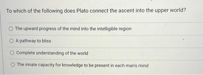 To which of the following does Plato connect the | Chegg.com
