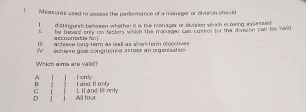 Solved Measures Used To Assess The Performance Of A Manager | Chegg.com