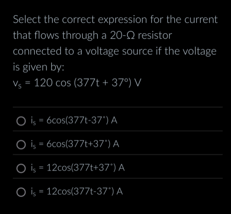 Solved Select the correct expression for the current that | Chegg.com