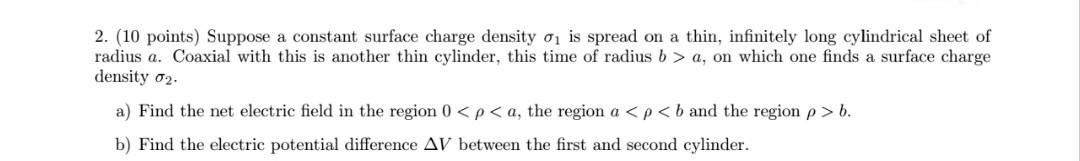 Solved 2. (10 points) Suppose a constant surface charge | Chegg.com
