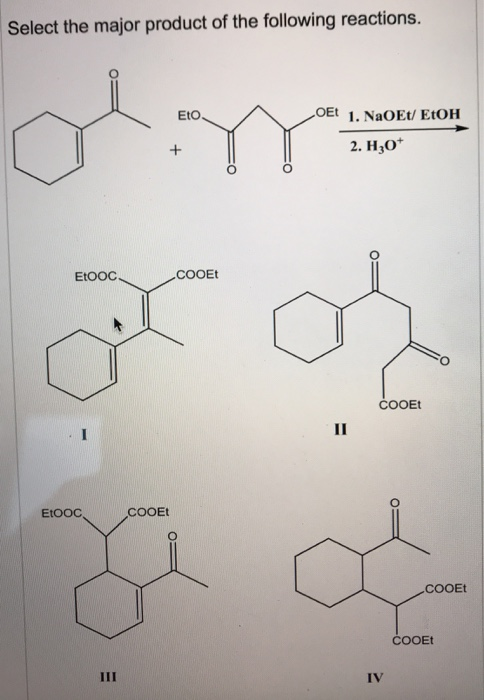 Solved Select the major product of the following reactions. | Chegg.com