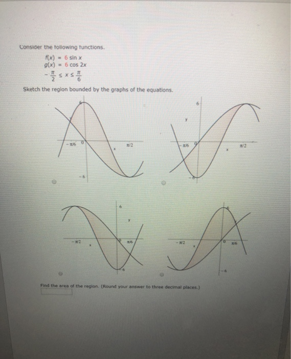 Solved Consider the following functions. fx) = 6 sin x g(x) | Chegg.com