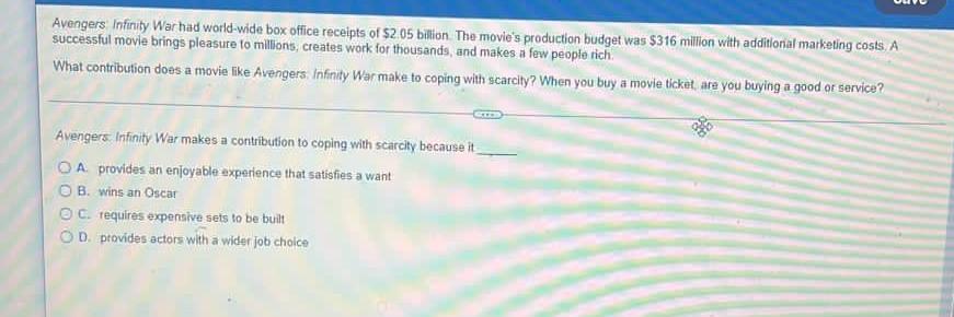 Solved Avengers: Infinity War had world-wide box office 