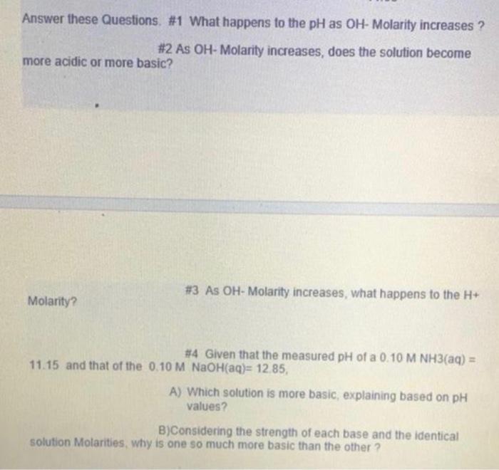 Solved Answer these Questions. \#1 What happens to the pH as | Chegg.com