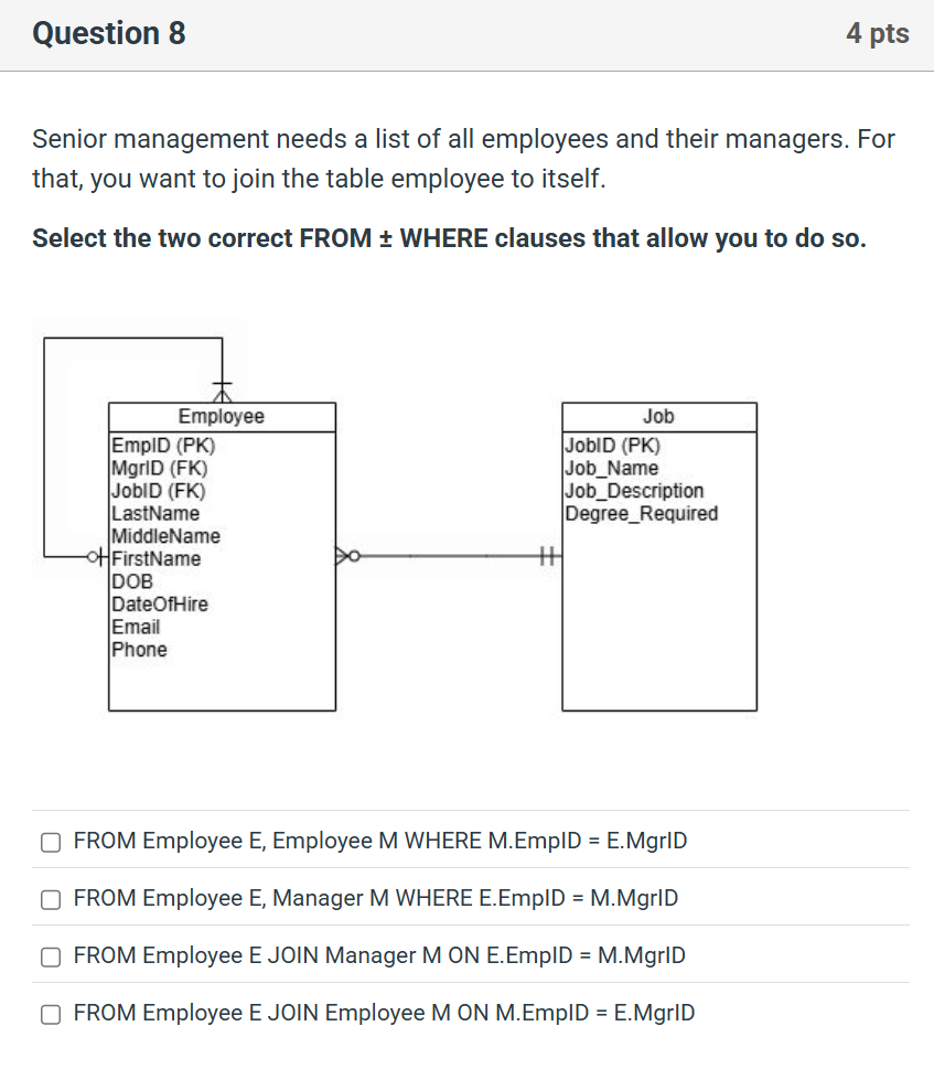 Expect Join Solved Senior management needs a list of all employees and | Chegg.com