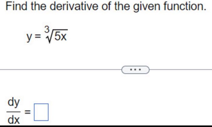 Solved Find the derivative of the given function. | Chegg.com