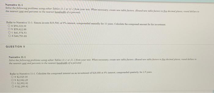Solved Narrative 11-1 Solve the following problems using | Chegg.com