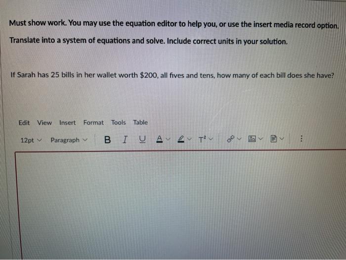 Solved Must show work. You may use the equation editor to | Chegg.com
