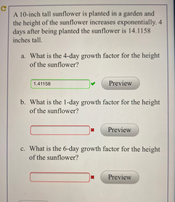 Solved A 10inch tall sunflower is planted in a garden and