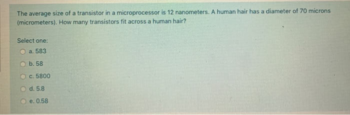 a human hair has the diameter of about