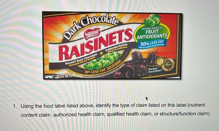 Solved Using the food label listed above, identify the type | Chegg.com
